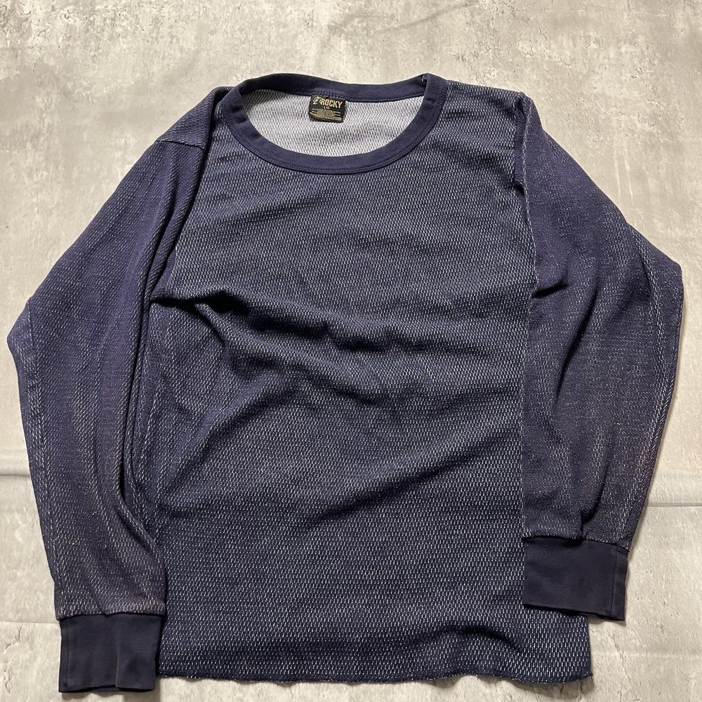Rocky Mens Size L Blue Long Sleeve Shirt Cotton Therma Textured Y2k